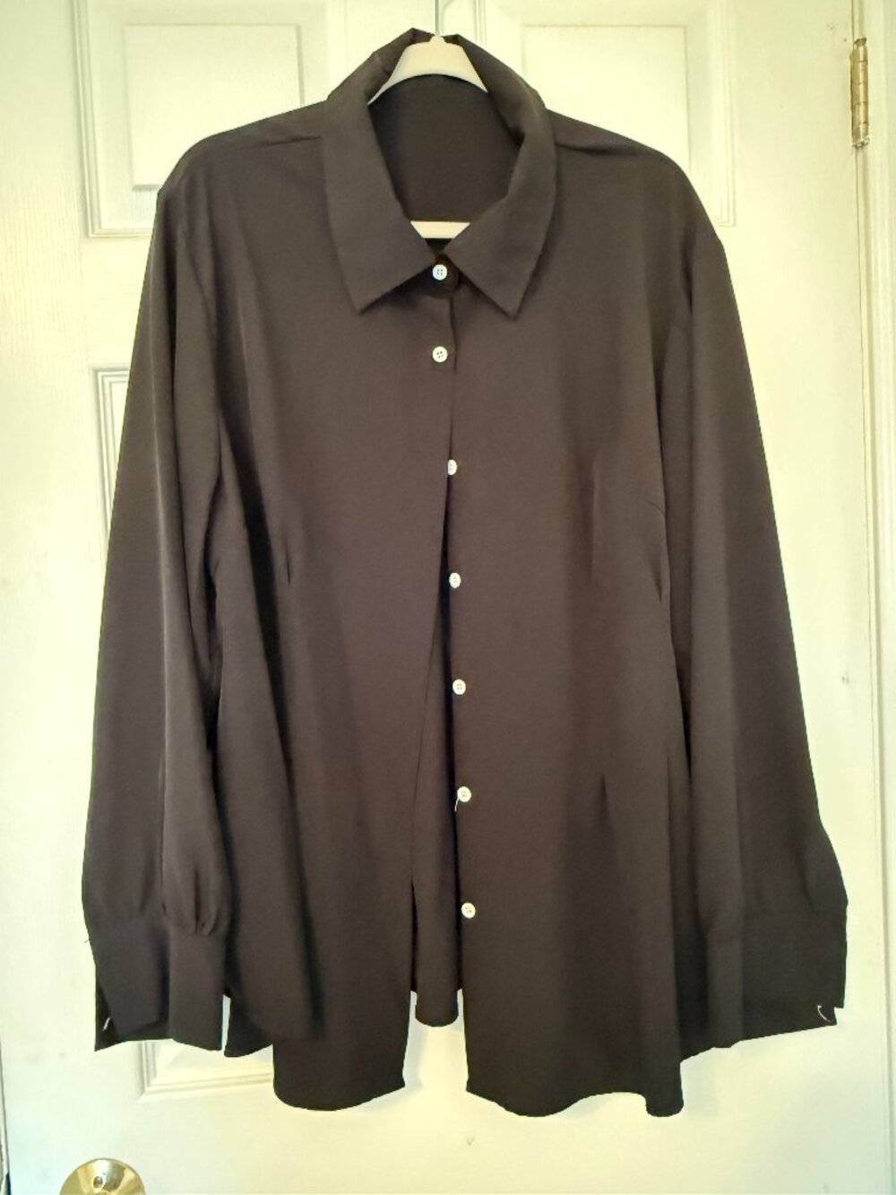 Plus Size 4XL Black Button-Up Blouse